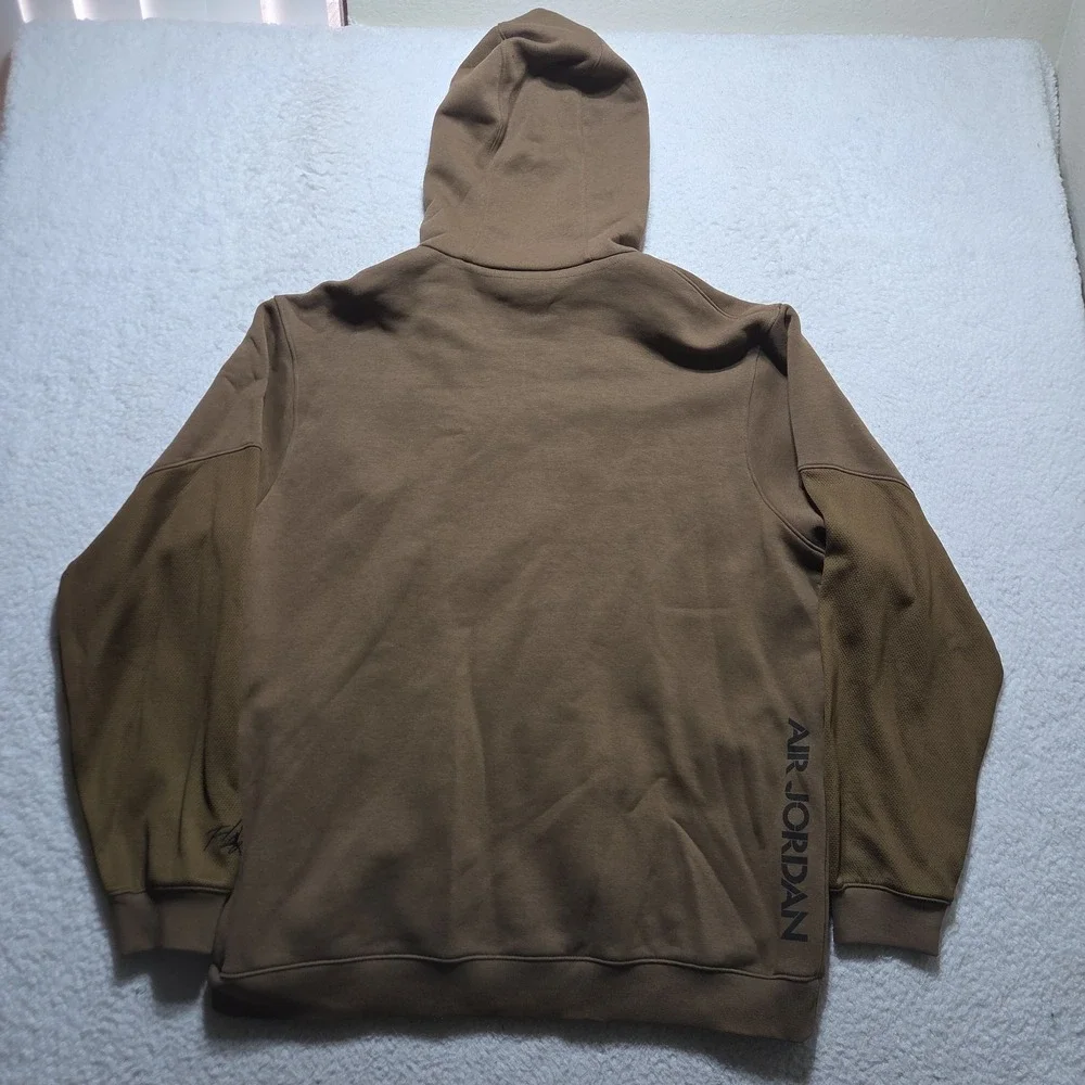 Y2K Nike Jordan Flight Hoodie Zip Up Mens 2XL Brown Embroidered Logo